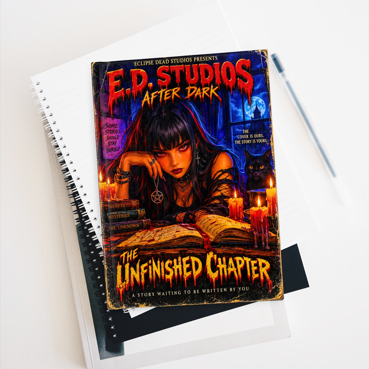 Witchy Gothic Girl Journal - Ruled Line | Dark Fantasy Notebook