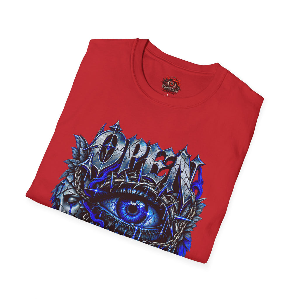 Graphic T-Shirt — "Open Your Eyes" Blue Eye Gothic Design