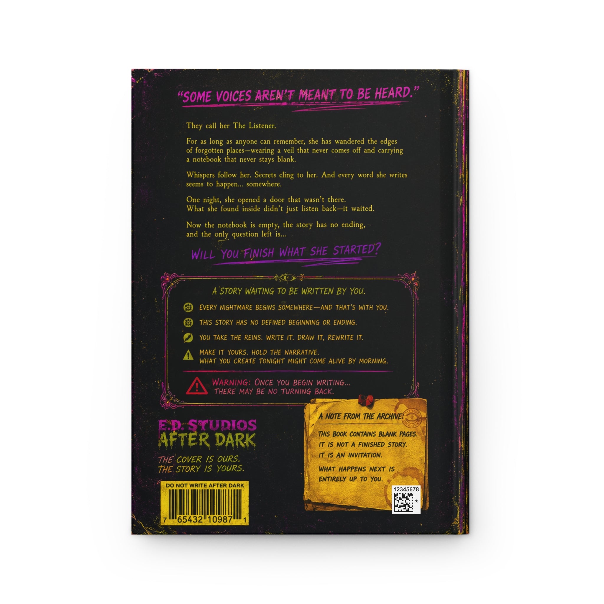 The Silent Obsidian Hardcover Journal | Gothic Horror Notebook