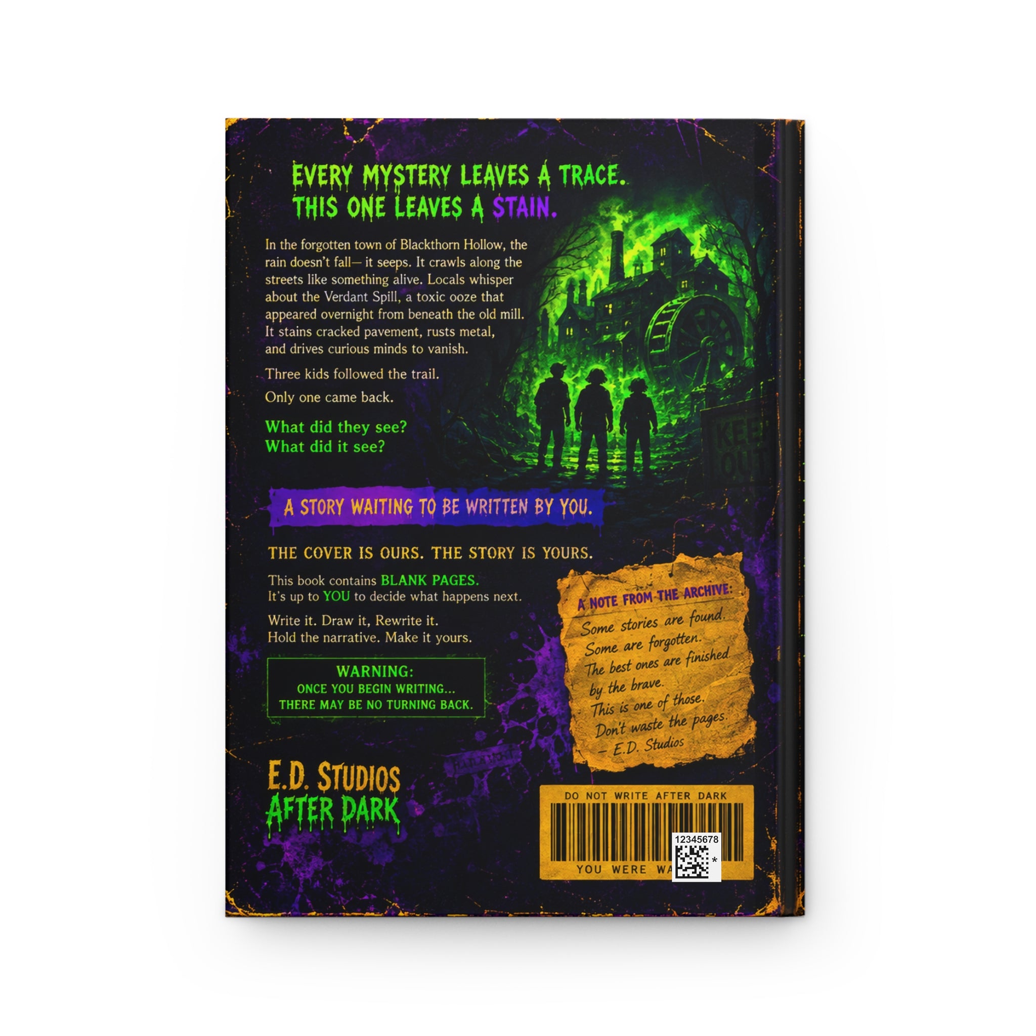 Verdant Spill Hardcover Journal | Horror Mystery Notebook