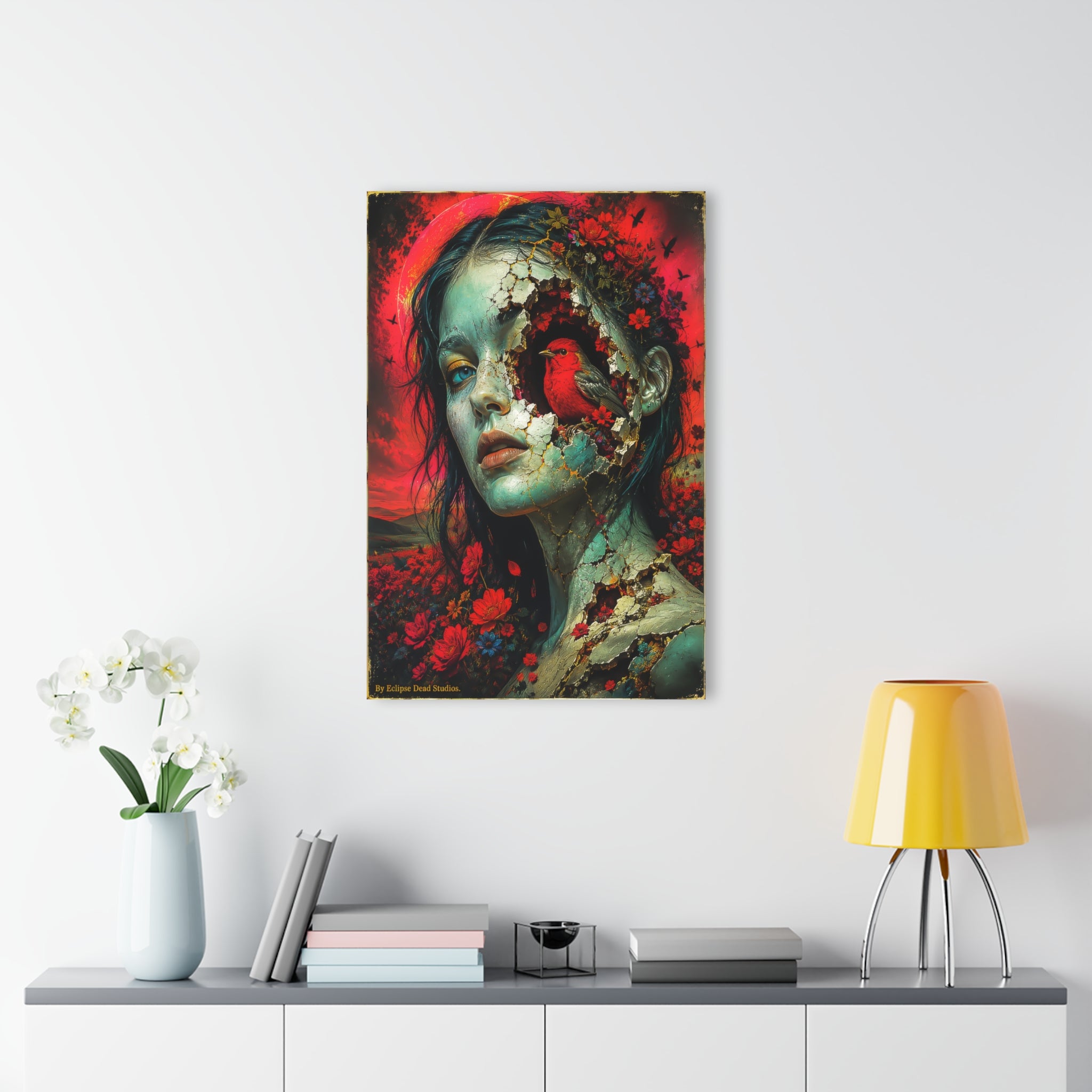 Surreal Floral Portrait Acrylic Print — French Cleat Wall Art
