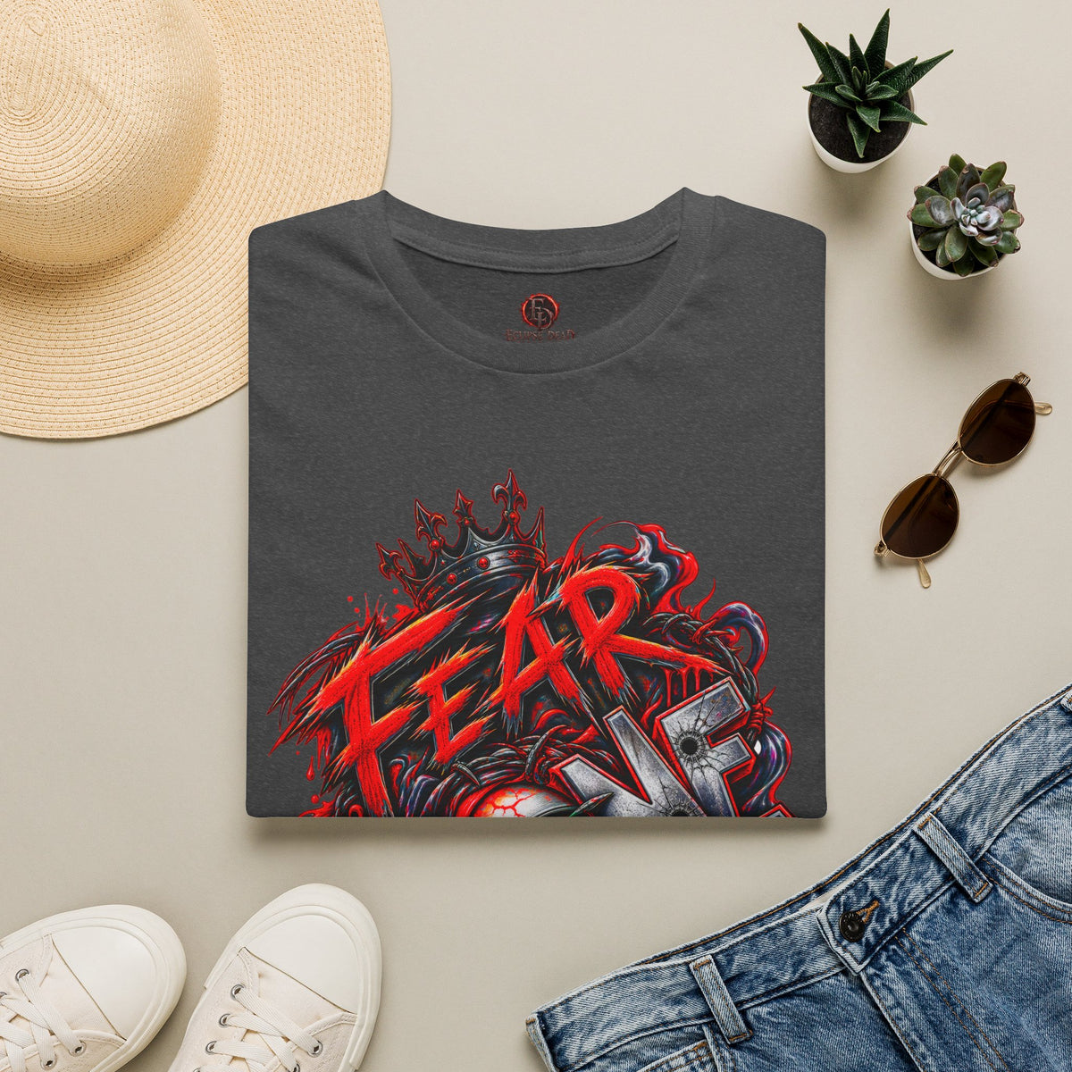 Fear None T-Shirt | Gothic red crown eye horror lettering