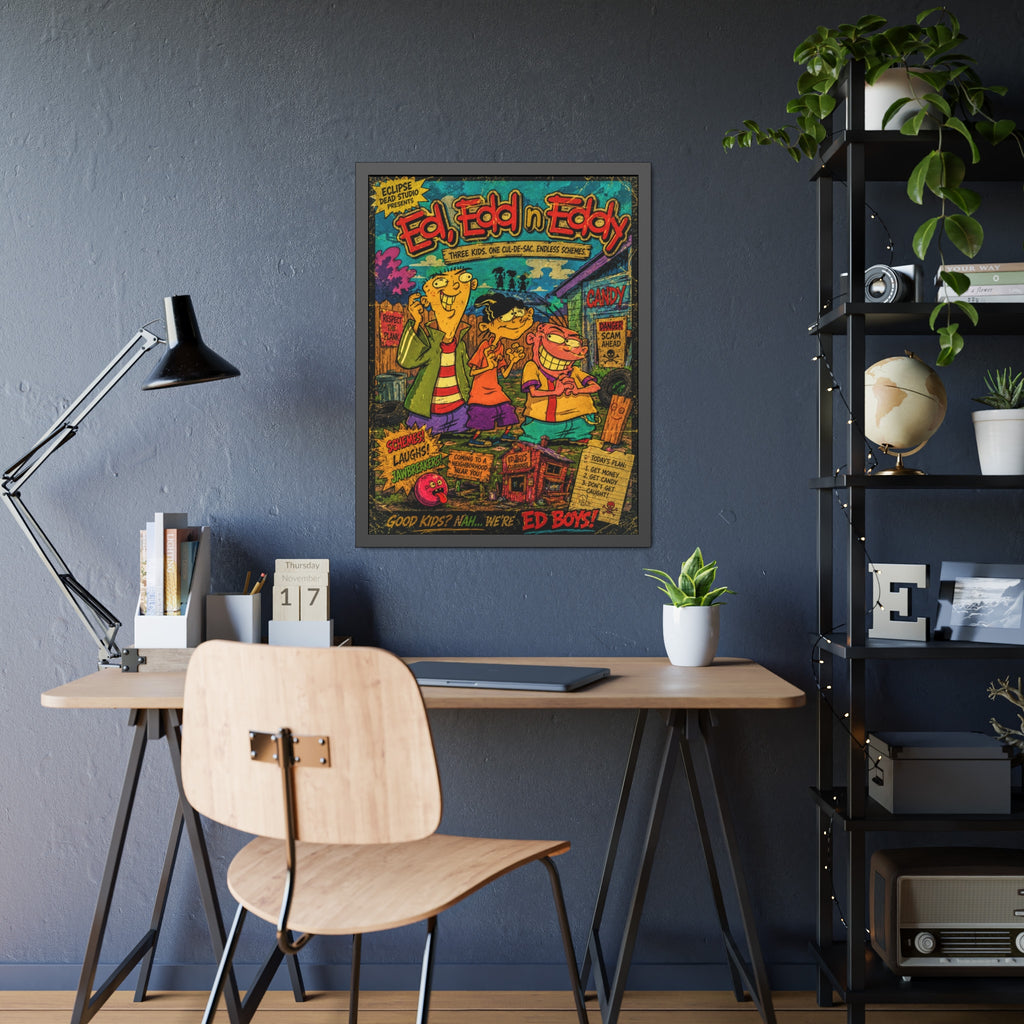 Ed, Edd n Eddy Vintage Comic Book Poster — Framed Retro Cartoon Art Print