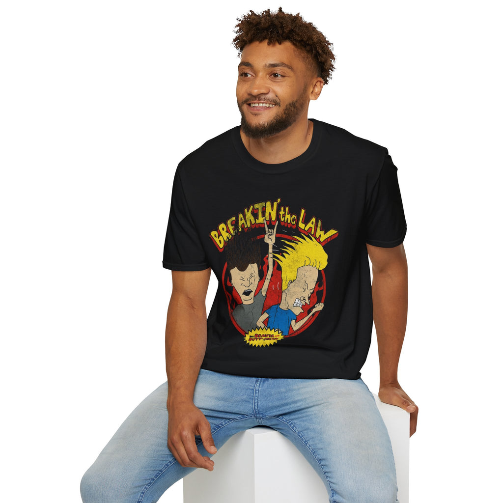 Breaking the Law Graphic T‑Shirt — Retro Punk Comic Band Tee