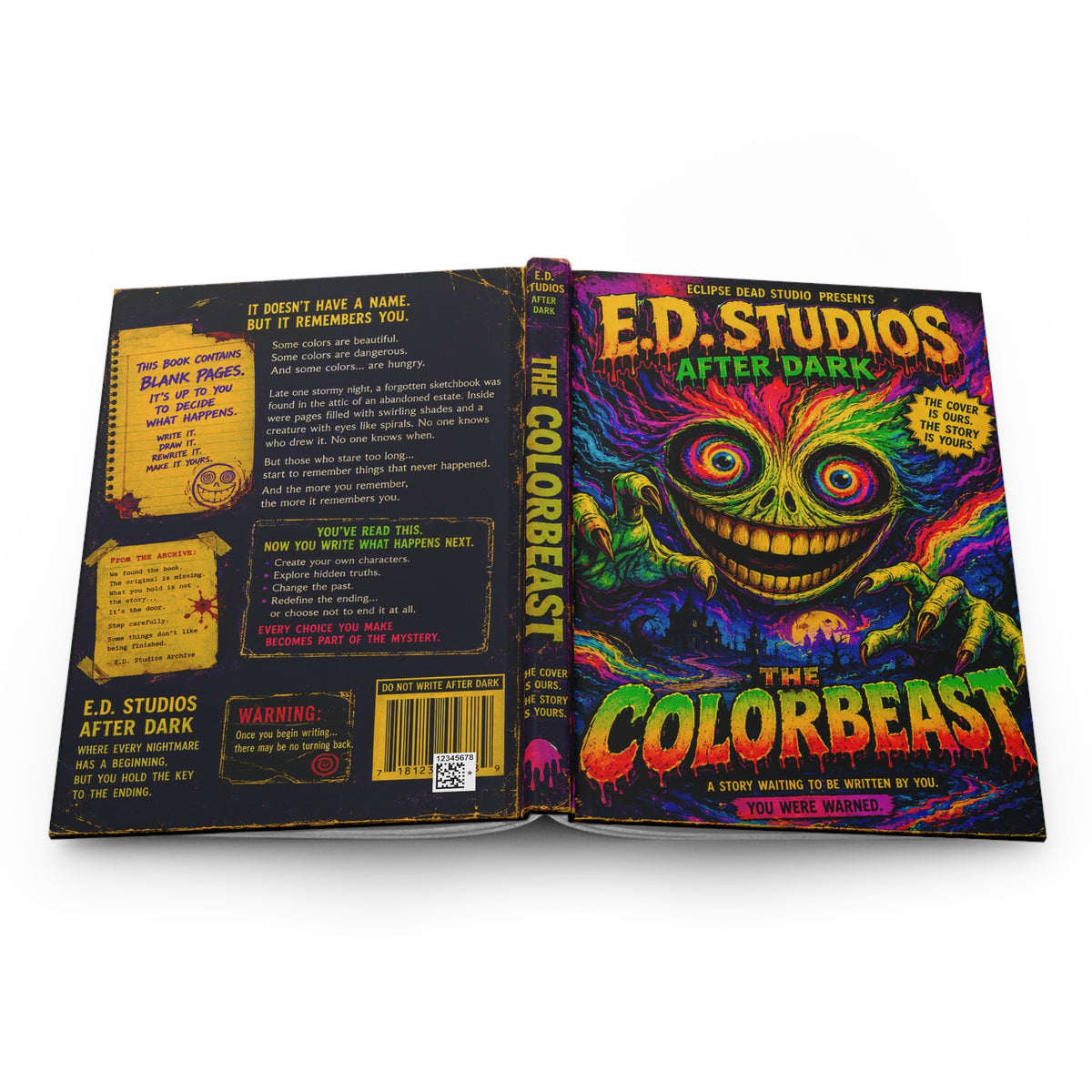 Colorbeast Horror Illustration Hardcover Journal | Neon Creepy Monster Notebook