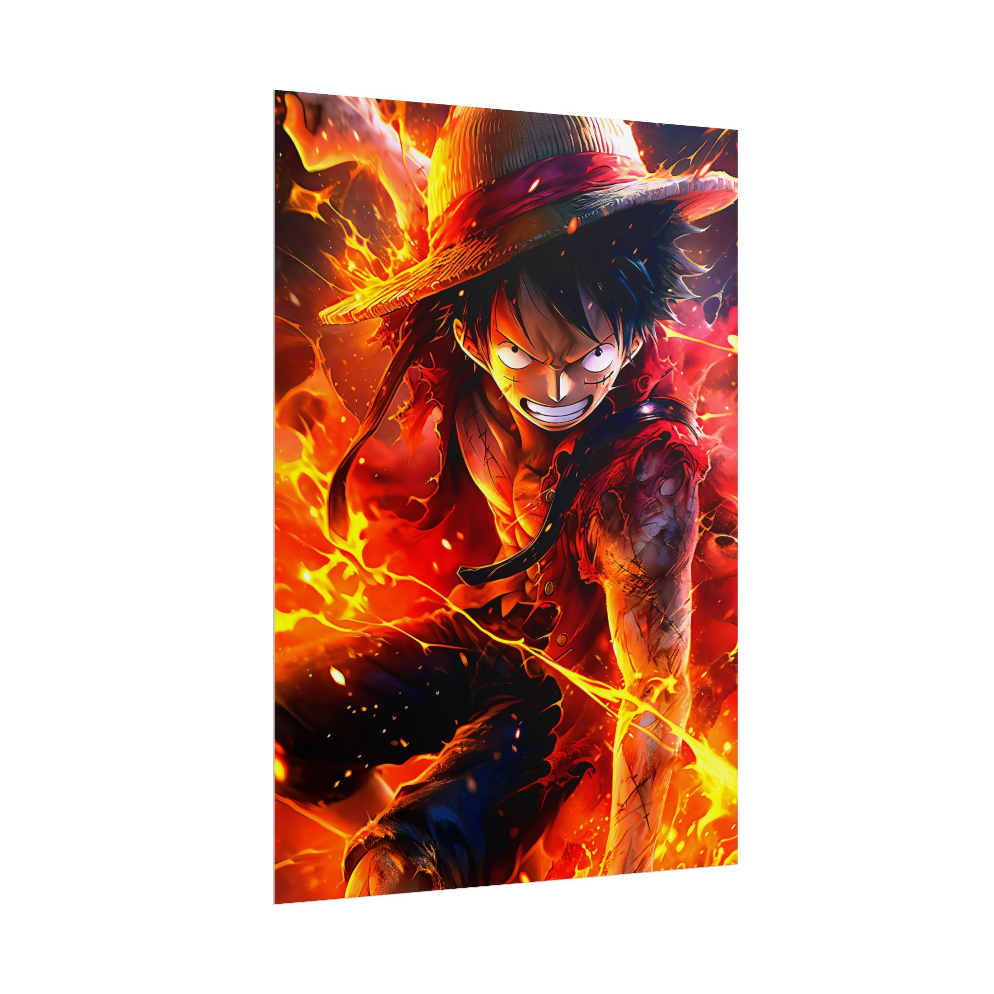 One Piece Luffy Fire Poster – Rolled Anime Wall Art