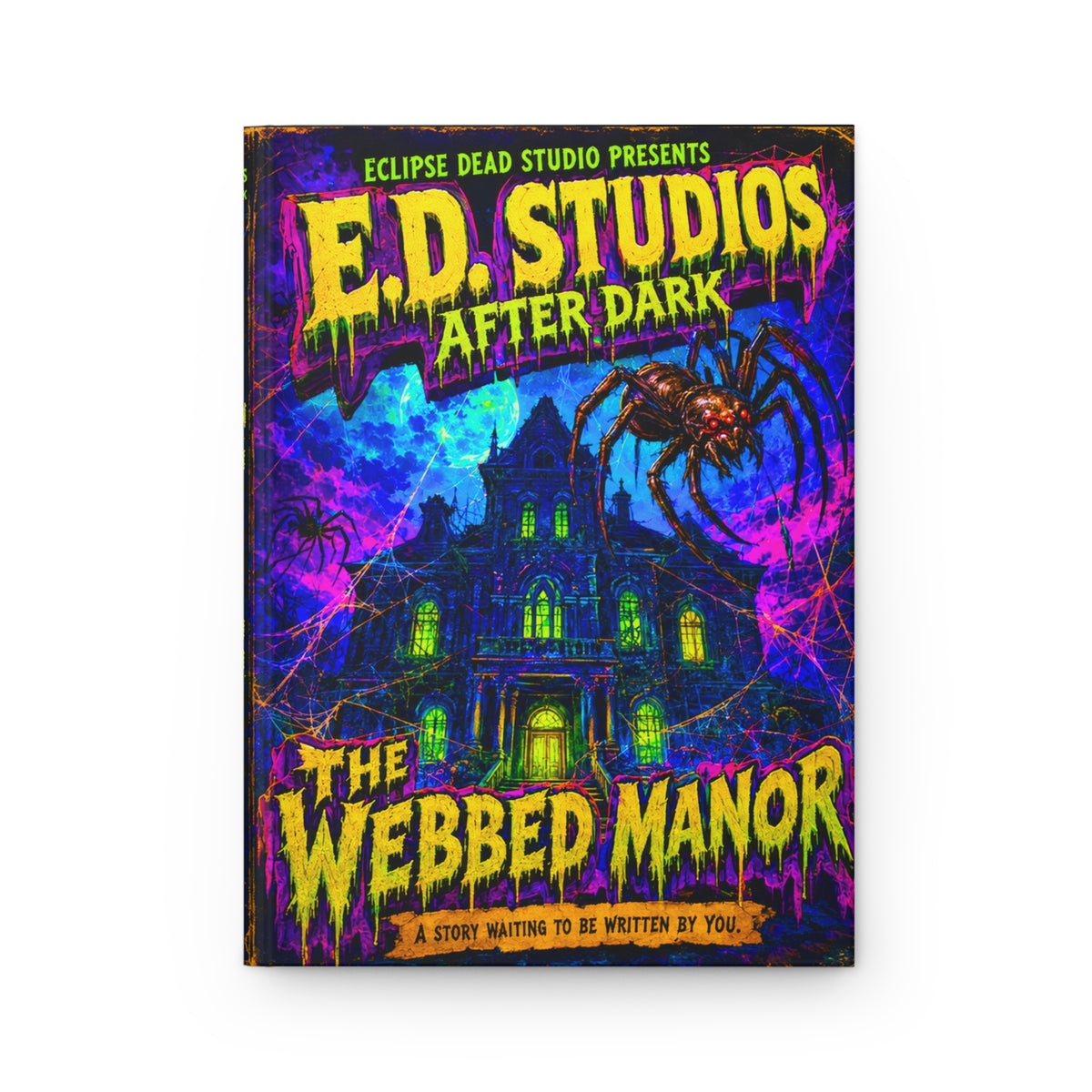 Webbed Manor Hardcover Journal | Haunted Mansion Spider Notebook