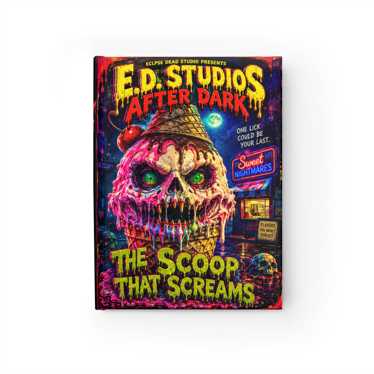 The Scoop That Screams Horror Ice Cream Journal | Ruled Line Notebook, Creepy Retro Movie Poster
