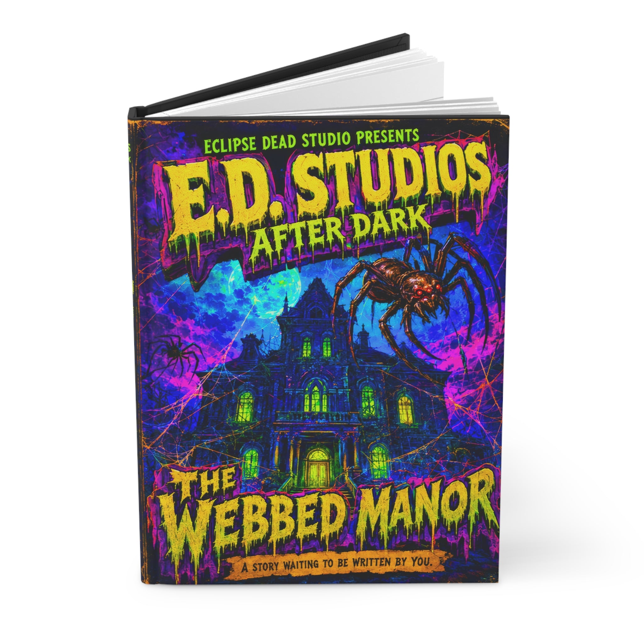 Webbed Manor Hardcover Journal | Haunted Mansion Spider Notebook