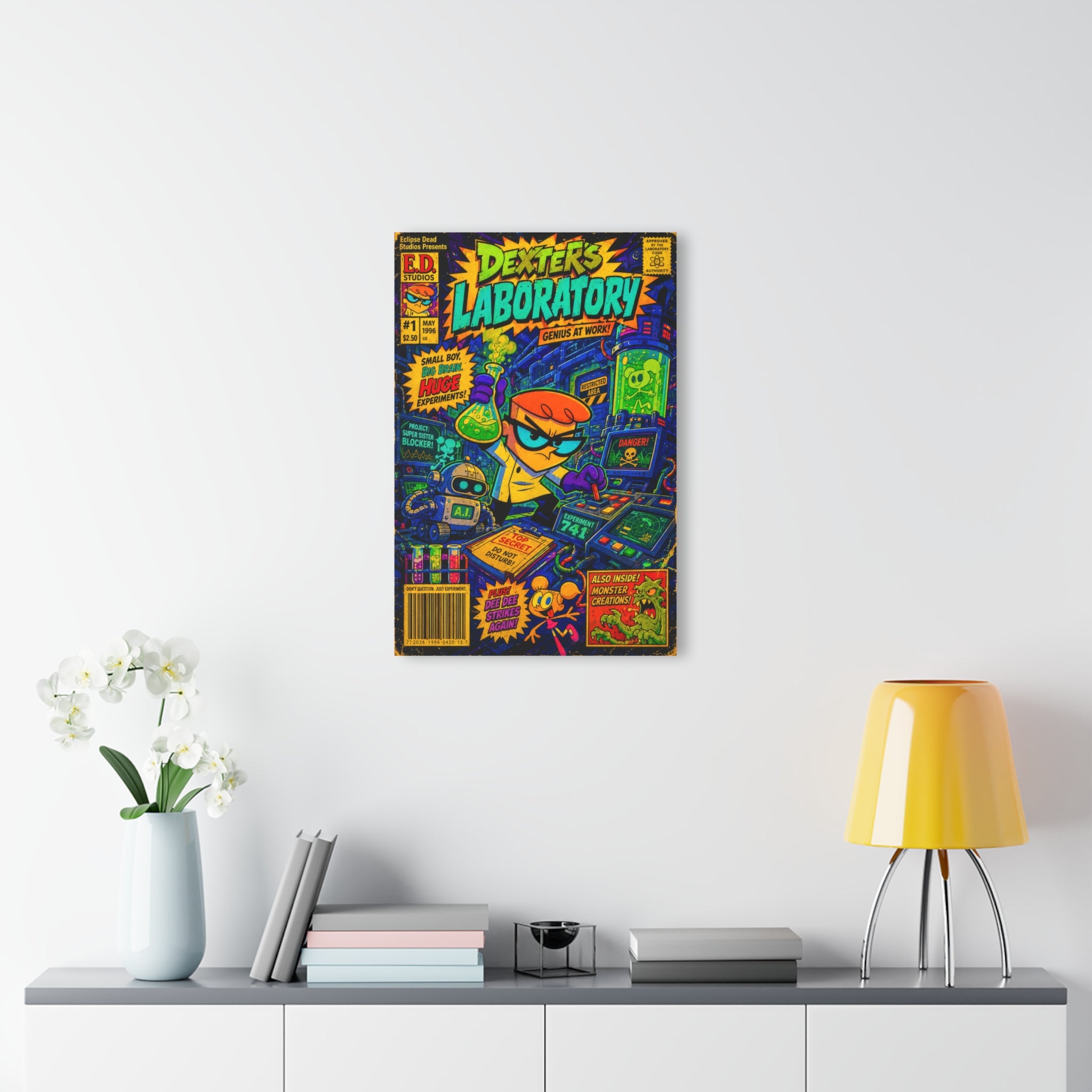Dexter's Laboratory Comic Style Acrylic Print — Retro Cartoon Wall Art (French Cleat Hanging)