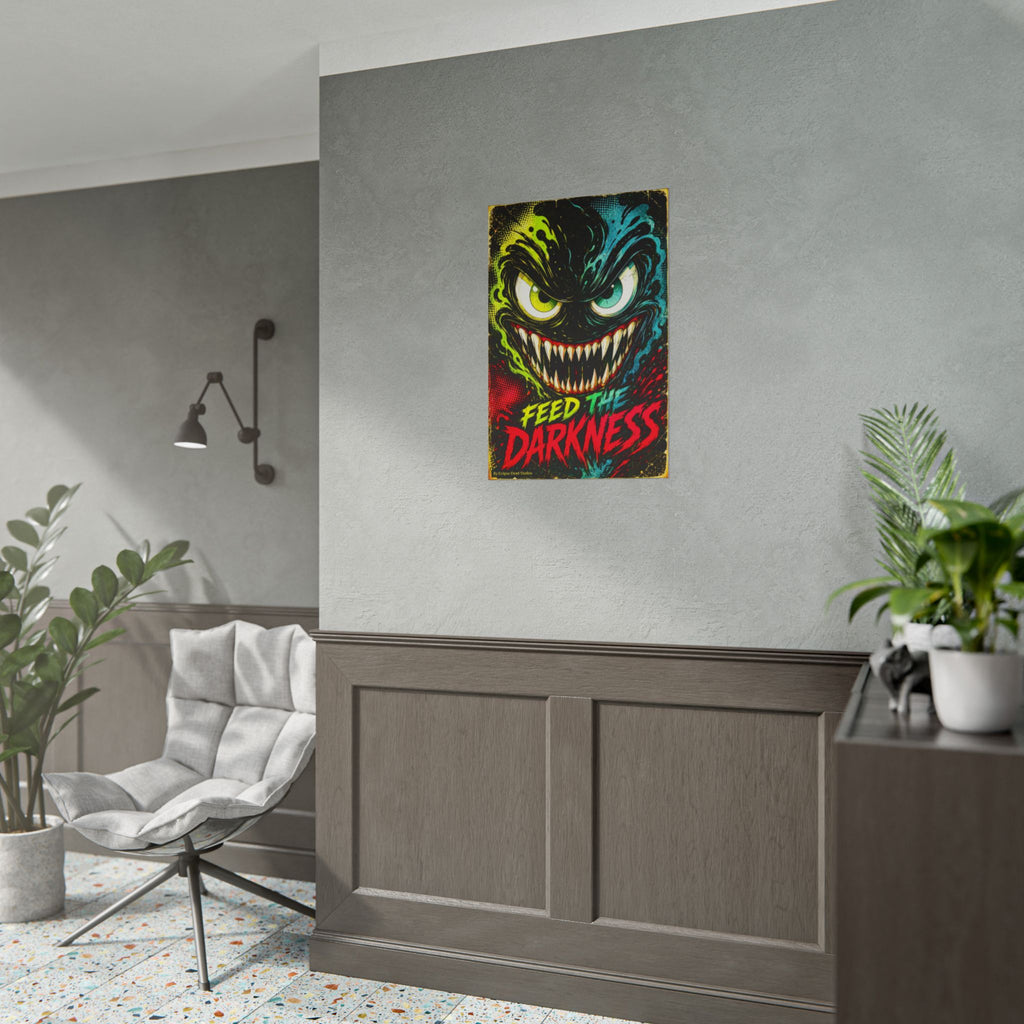 Feed the Darkness Poster Neon Horror Art Wall Print