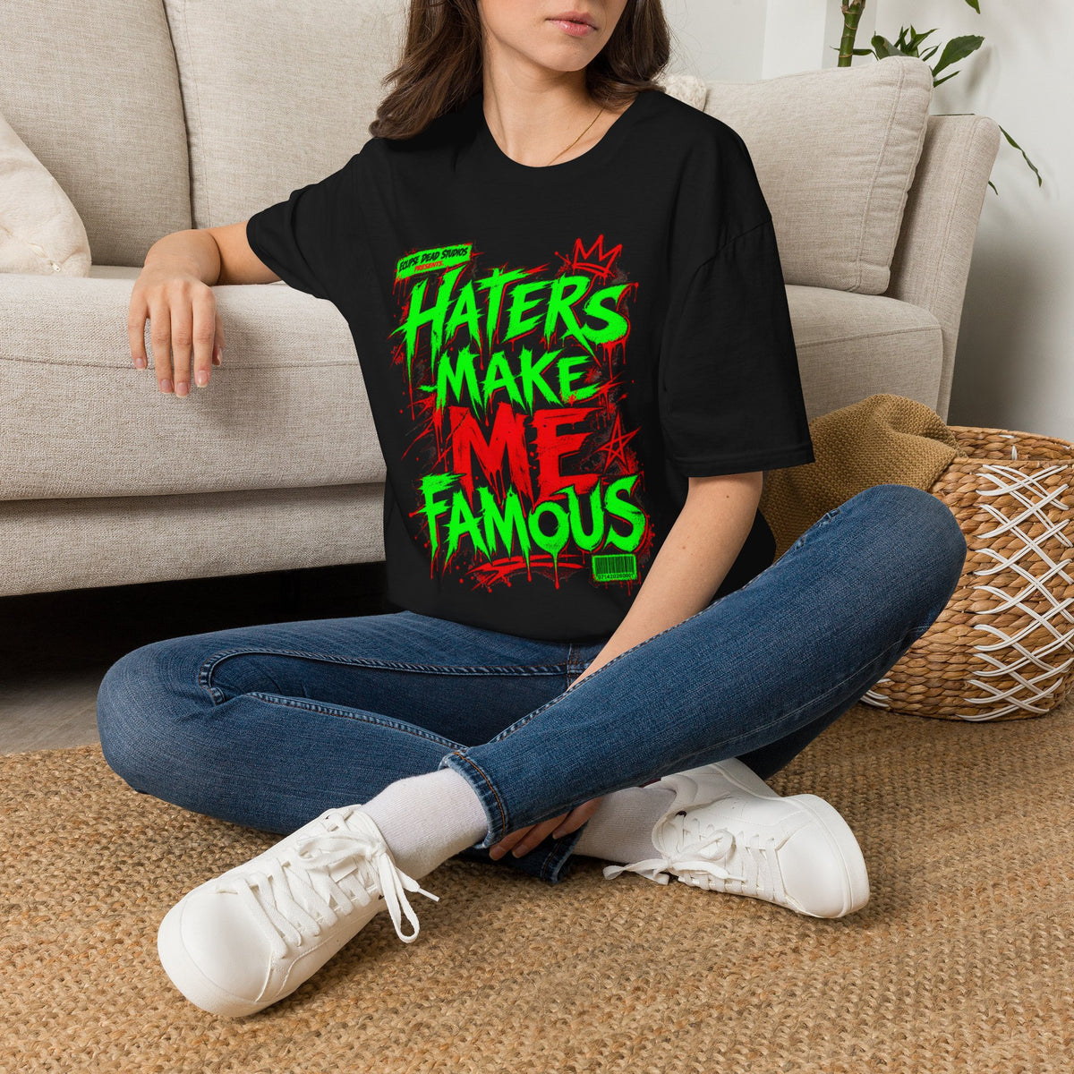 “Haters Make Me Famous” Neon Streetwear Tee