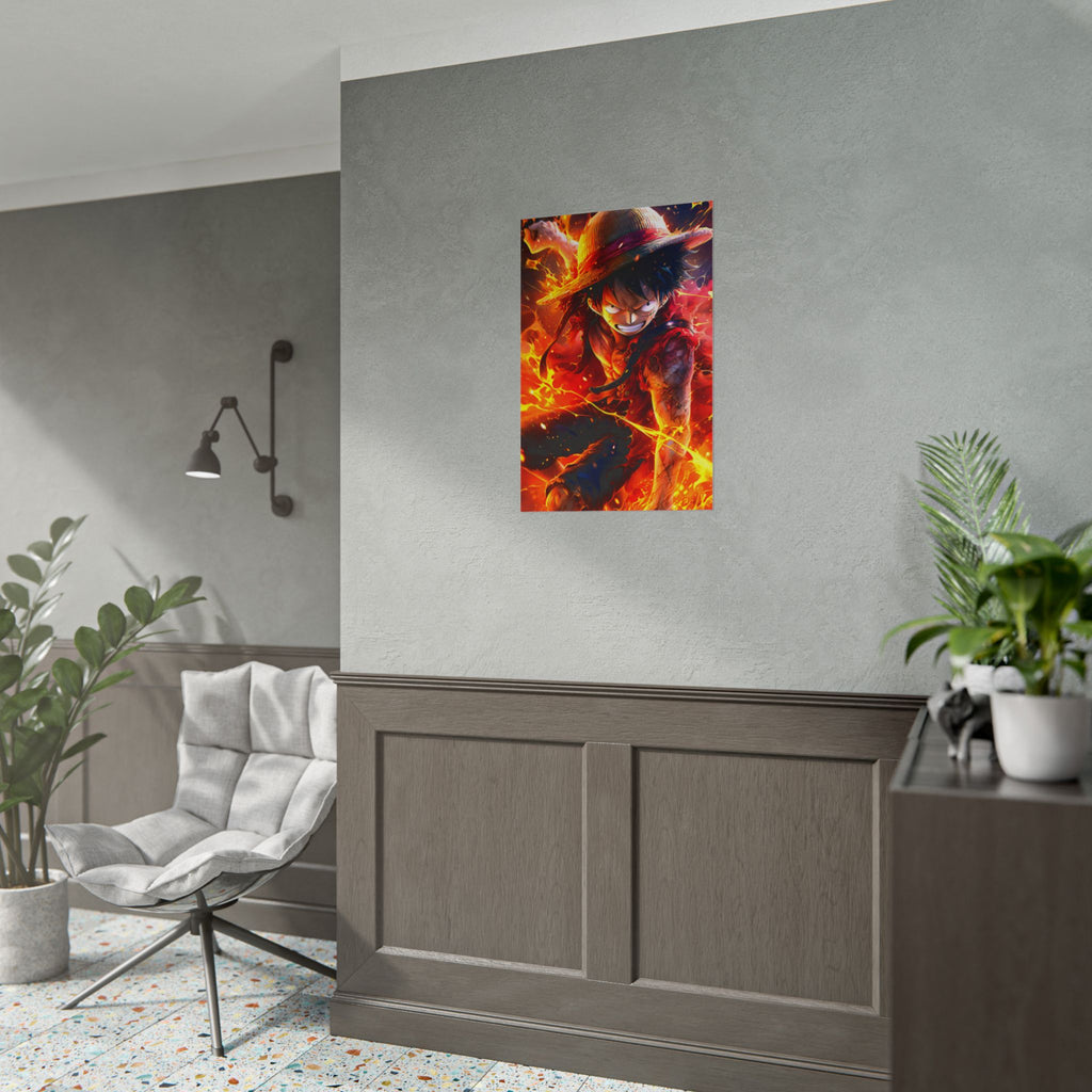 One Piece Luffy Fire Poster – Rolled Anime Wall Art