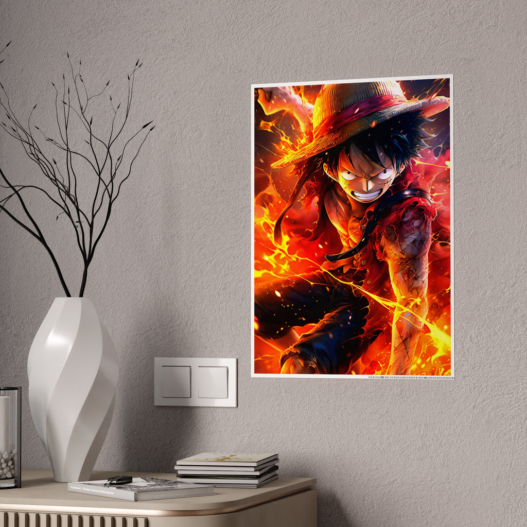 One Piece Luffy Fire Poster — Gloss Anime Wall Art