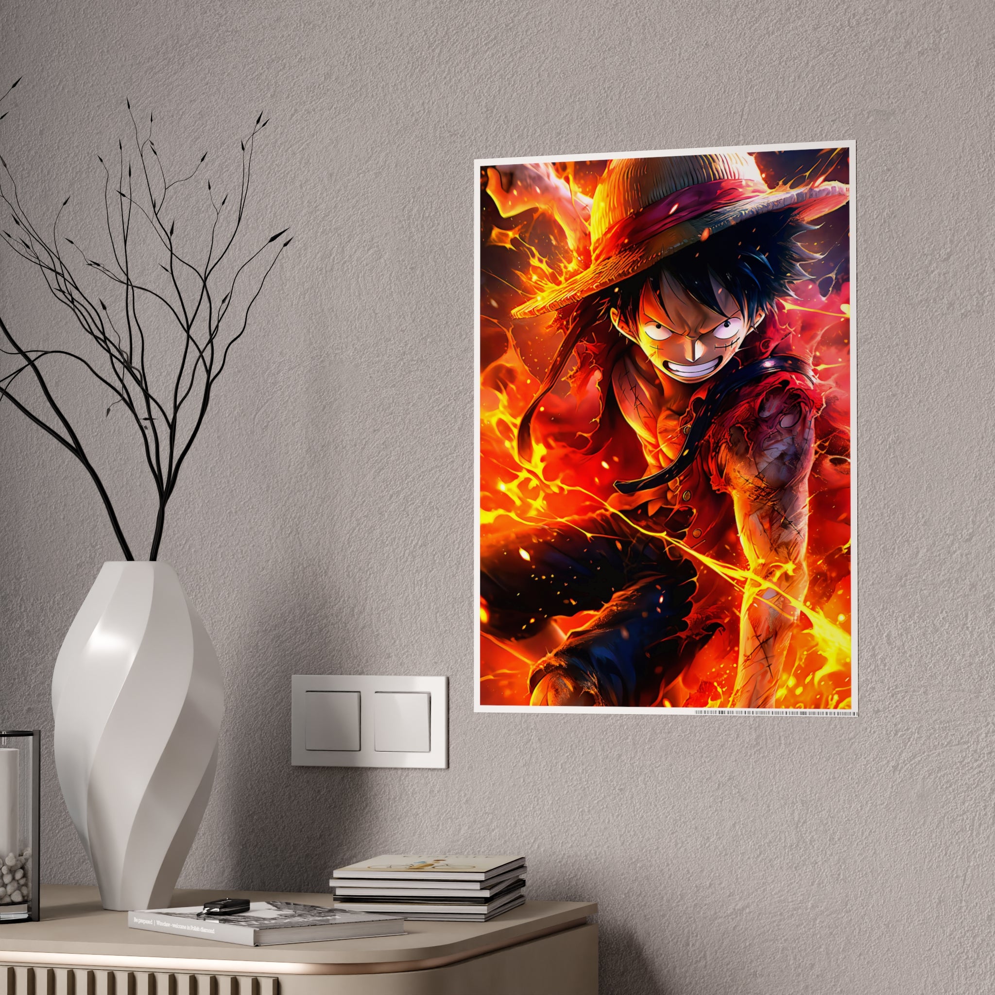One Piece Luffy Fire Poster — Gloss Anime Wall Art