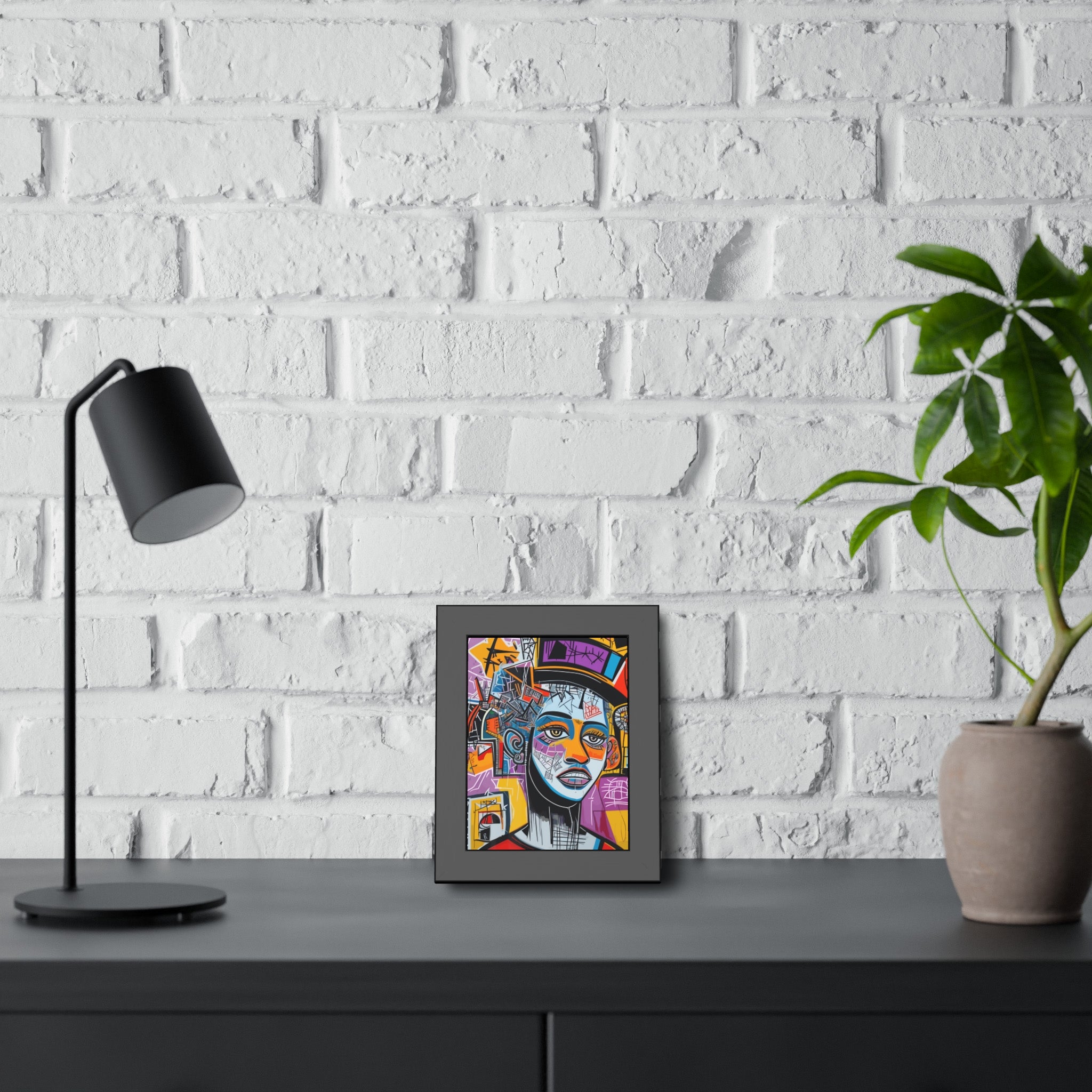 Framed Poster — Colorful Urban Abstract Portrait Wall Art