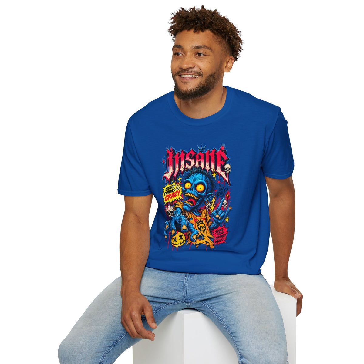 Insane Zombie Graphic Tee — "Good Things Go Crazy" Horror Streetwear