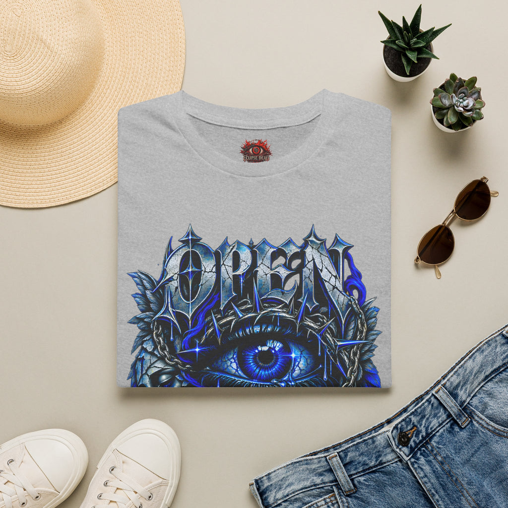 Graphic T-Shirt — "Open Your Eyes" Blue Eye Gothic Design