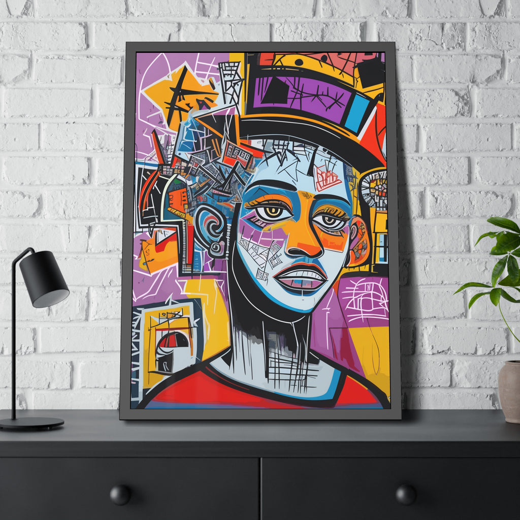 Framed Poster — Colorful Urban Abstract Portrait Wall Art