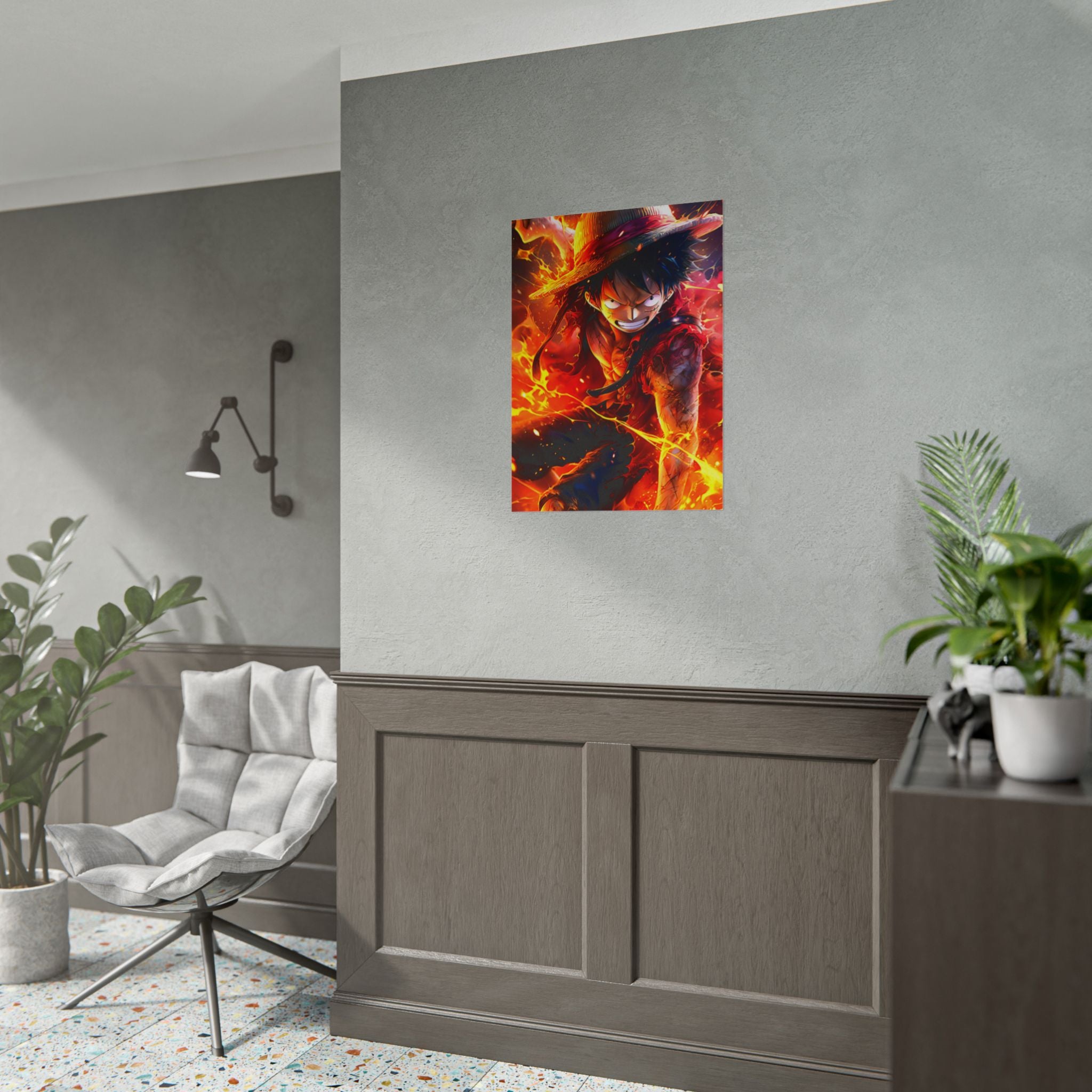 One Piece Luffy Fire Poster – Rolled Anime Wall Art