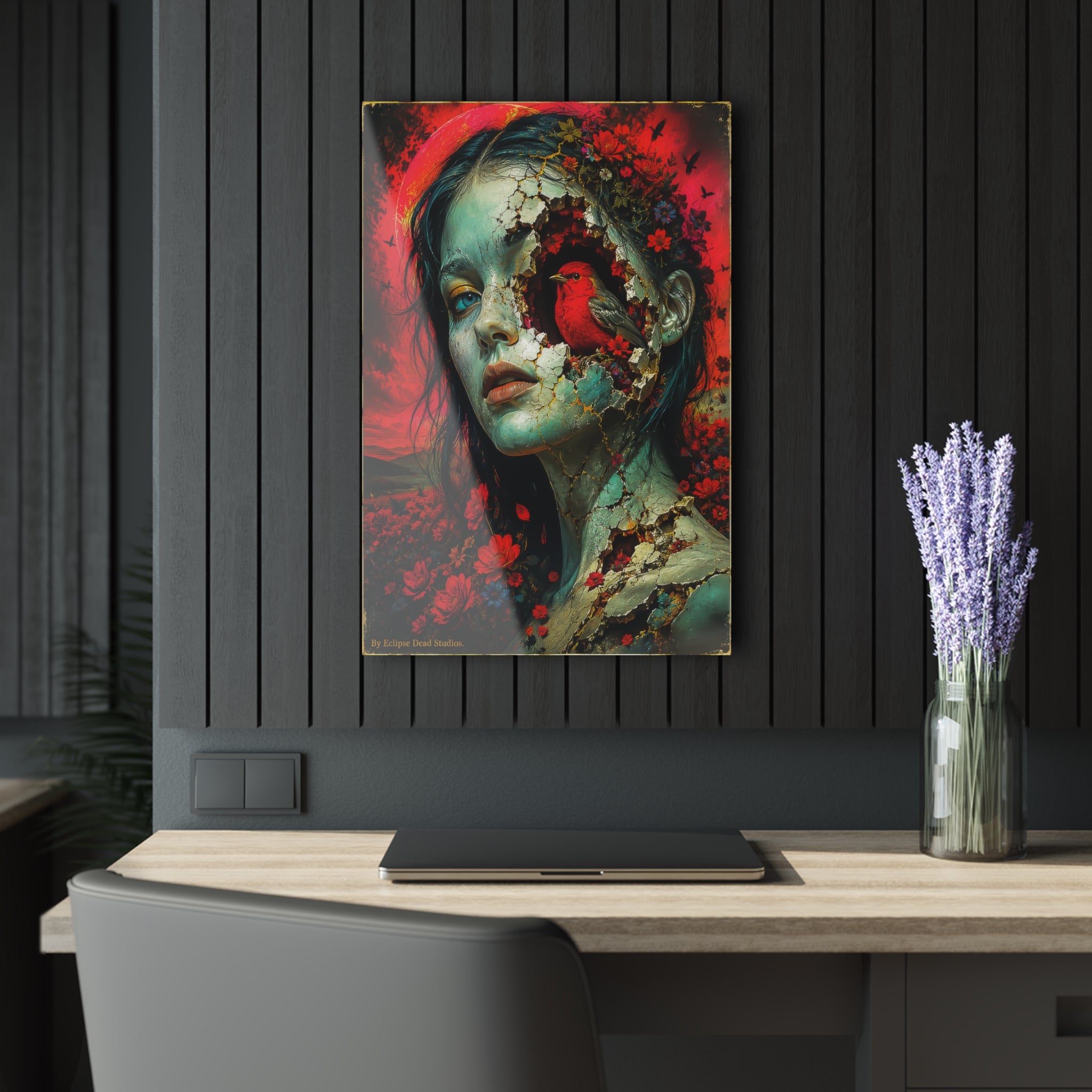 Surreal Floral Portrait Acrylic Print — French Cleat Wall Art