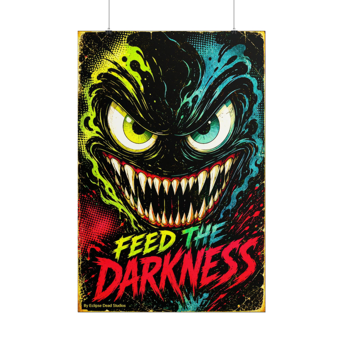 Feed the Darkness Poster Neon Horror Art Wall Print
