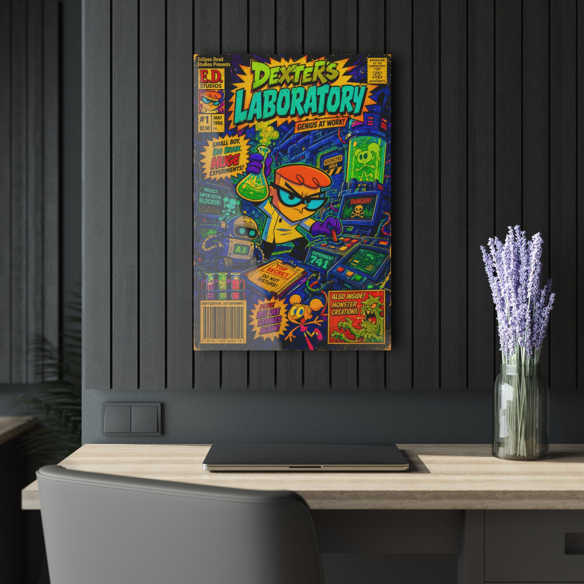 Dexter's Laboratory Comic Style Acrylic Print — Retro Cartoon Wall Art (French Cleat Hanging)