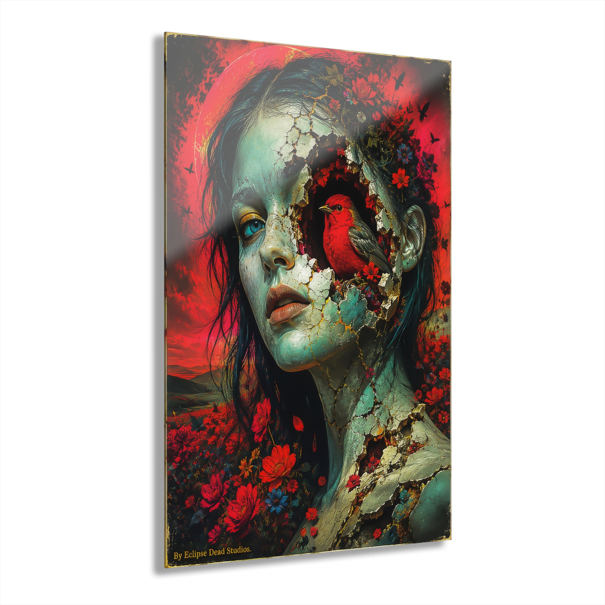 Surreal Floral Portrait Acrylic Print — French Cleat Wall Art