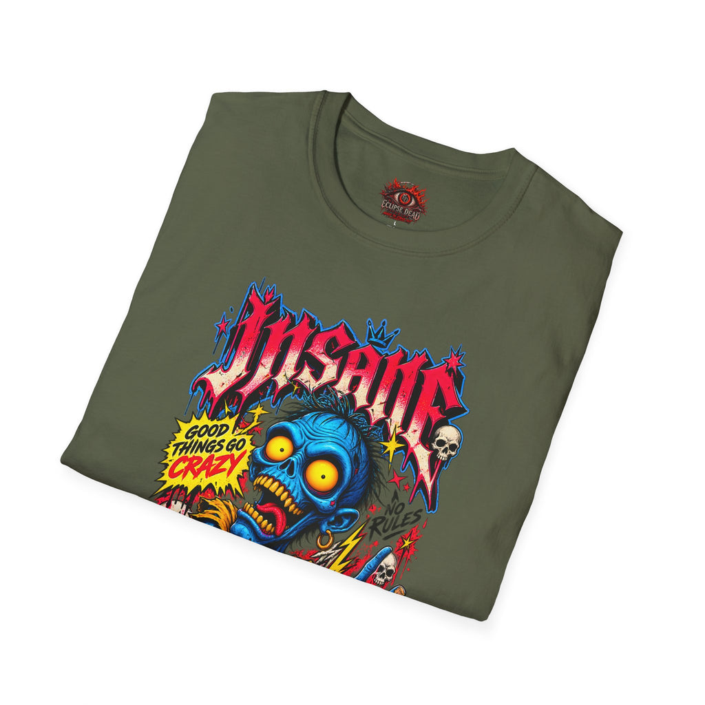Insane Zombie Graphic Tee — "Good Things Go Crazy" Horror Streetwear