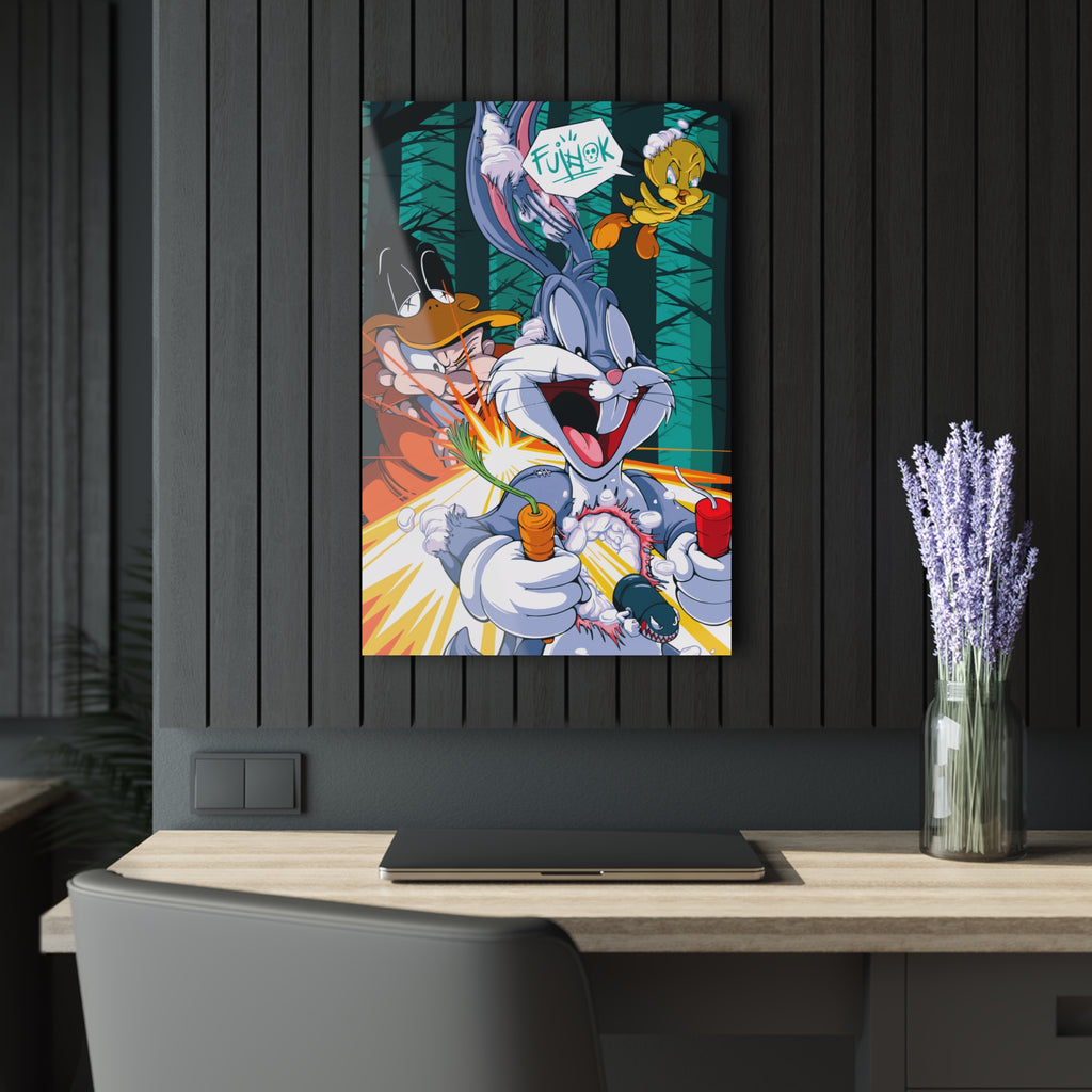 Bunny Cartoon Acrylic Print — Colorful Animated Character Wall Art (French Cleat Hanging)